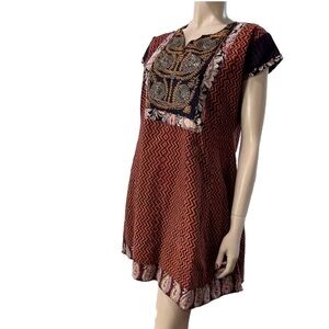 Sabhyata Embroidered Boho Tunic in Rust and Black